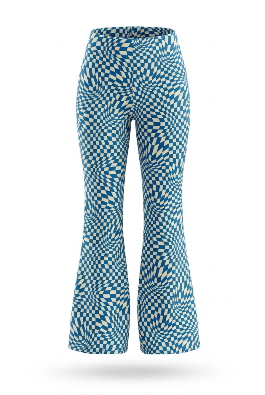 NWOT Garage Flare Wavy Optical Illusion Checkered Pants size XS Long